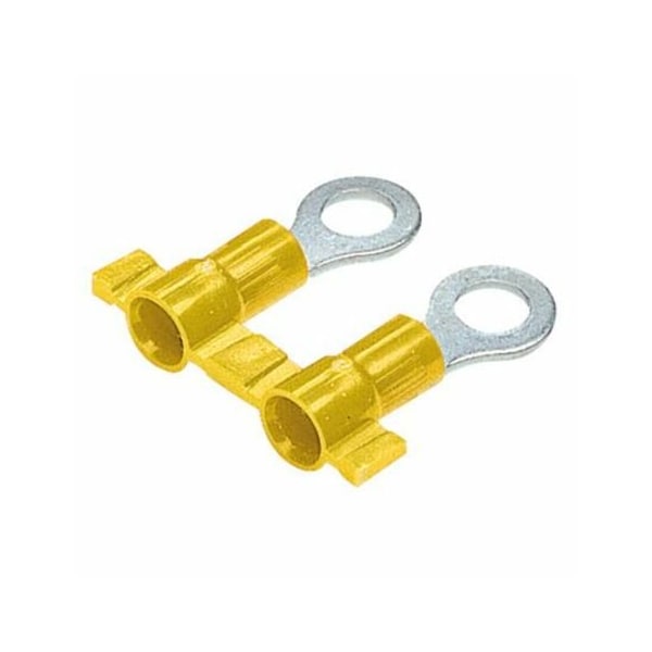 Ring Terminal, 5/16 in Stud Size, 10 AWG, 600 V, Vinyl Insulated, Yellow, Crimp Termination Only